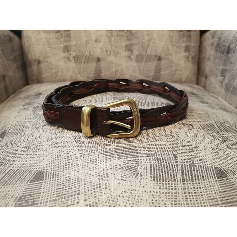 The Limited Brown Braided Leather Belt Gold Buckle - Women's Size M
